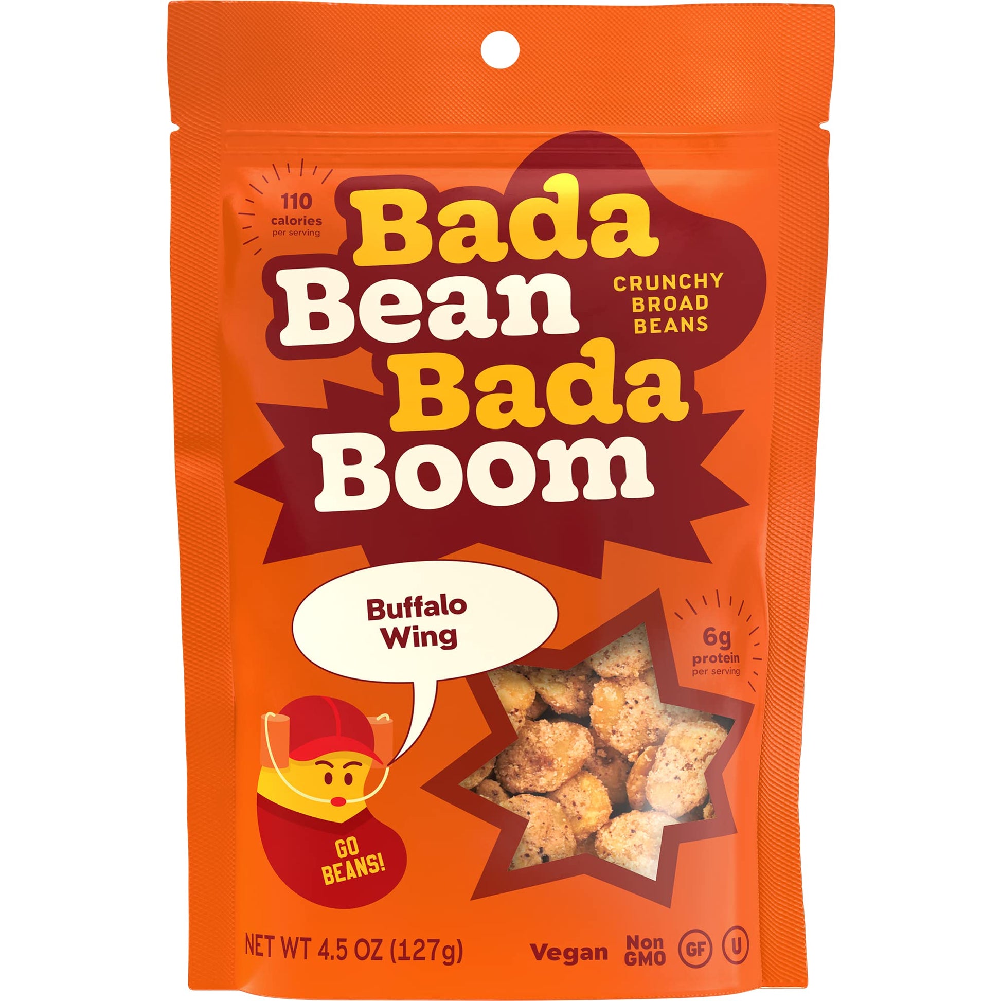 Bada Bean Bada Boom, Crunchy Roasted Broad Bean Snacks (Fava), High Protein, Vegan, Gluten-free - 110 Calorie Packs, Buffalo Win