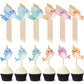 Boao Narwhal Cake Toppers, Ocean Birthday Party Decorations, 48 Count, Paper, Blue/Pink/Light Blue/Yellow/Light Green/Orange