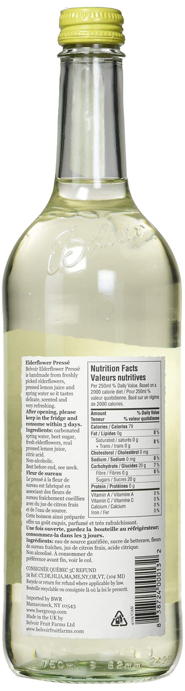 Belvoir Organic Elderflower Presse Juice, 25.4 Ounce Glass Bottle