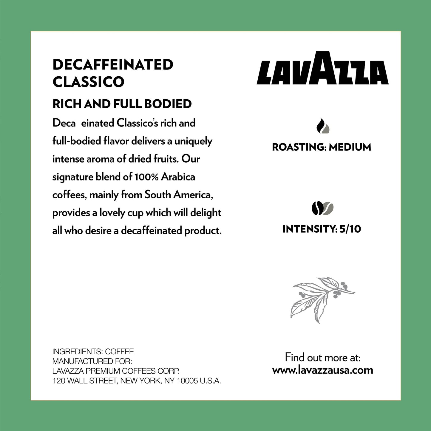 Lavazza Classico Decaf Single-Serve Coffee K-Cups For Keurig Brewer, Medium Roast, 10 Count Box ,Rich And Full-Bodied Flavor Del