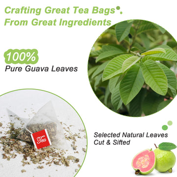FullChea Guava Leaves Tea Bags - Caffeine-Free, Non-GMO, 50 Count