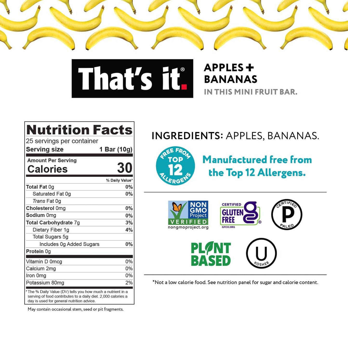 Thats It. Fun Size Fruit Bars Variety Pack(50 Pieces, 10g Each) With Apples + Bananas, Apples + Cranberries, Non-GMO, Paleo and