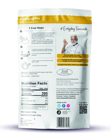 Tanawades Smart Food Instant Puranpoli Mix, Ready To Cook, Home Food With Hand Picked Flavours, Pack Of 3
