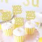 Keaziu 24 Pack Graduation Cupcake Toppers, Proud Gold Paper Picks for 2025 Graduation Theme Party Decorations