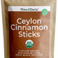 Viva Doria Organic Ceylon Cinnamon Sticks, 5'' Cut, Cinnamomum Zeylanicum, True Cinnamon, 4 Oz, | 18-20 Sticks | 100% Raw From S