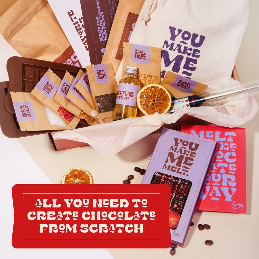 Craftly Chocolate Making Kit - Complete Set with Toppings, Ideal Gift for Food Lovers and Celebrations