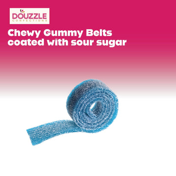 DOUzzle Back To School Sour Belts Chewy Candy Strips Blue Raspberry (4 OZ - 1 Pack) Goodie Bag Stuffer, Pinata Filler - Kosher P