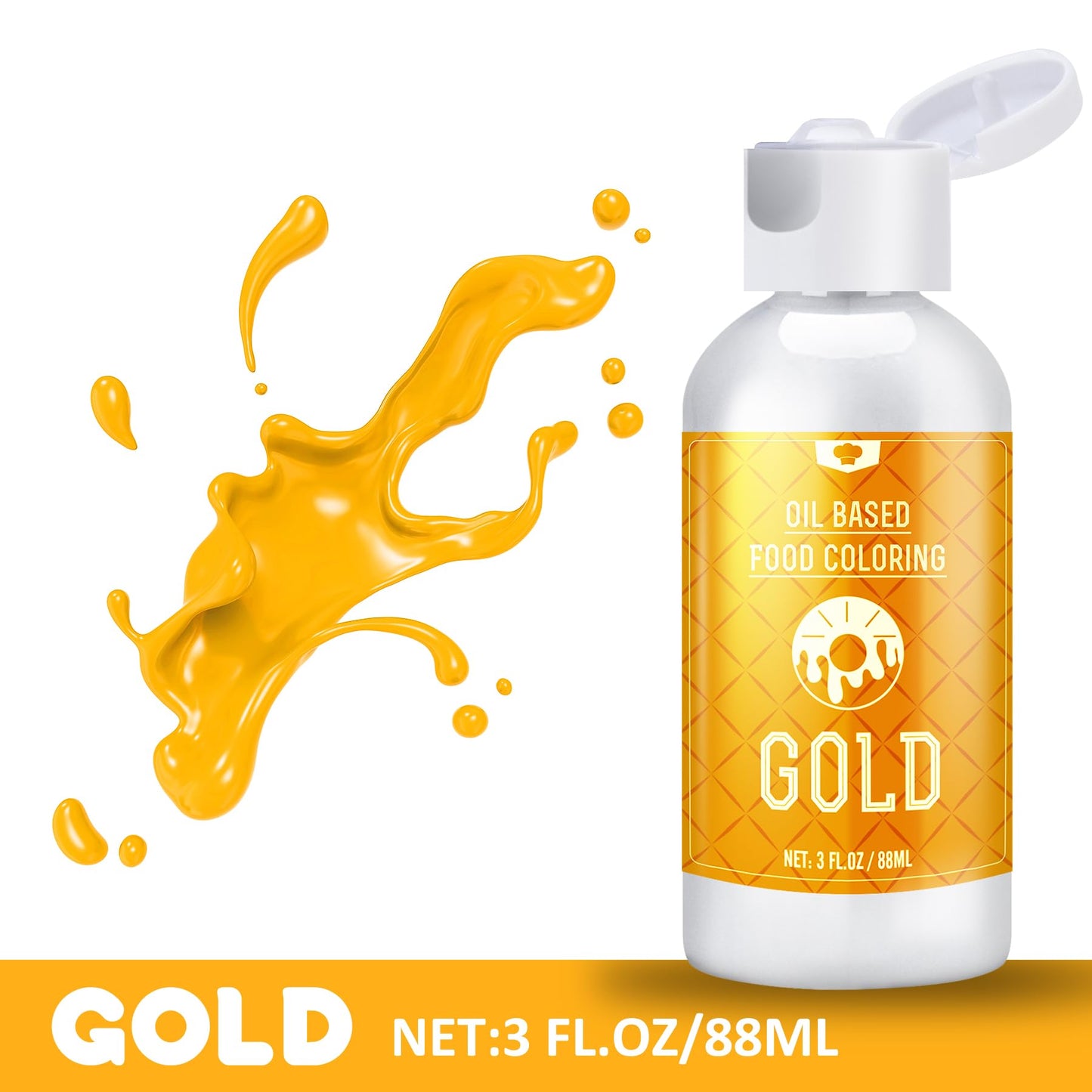 Vividye Oil Based Food Coloring for Chocolate, 88ml, Gold, Tasteless Liquid Dye for Candy Melts, Baking, Cake, Cookie