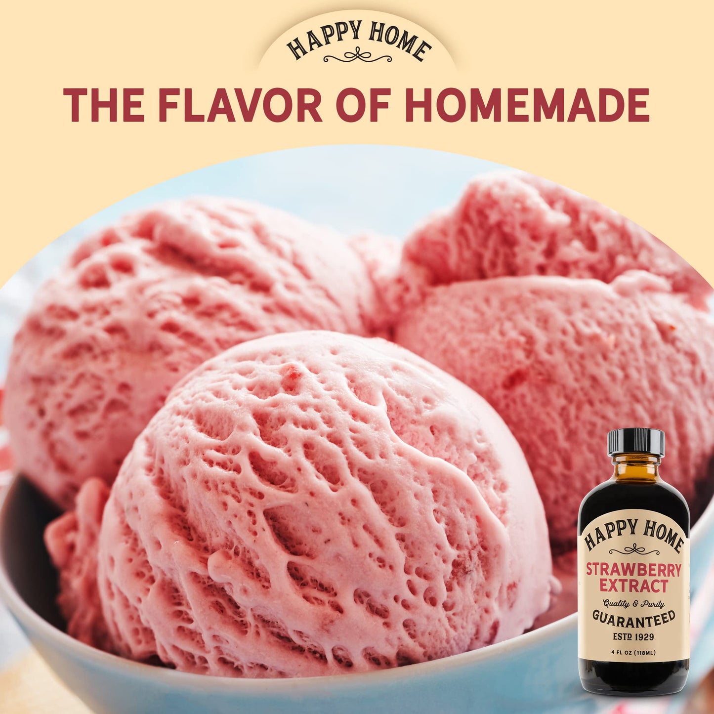 Happy Home Natural Strawberry Flavor - Certified Kosher, 4 oz.