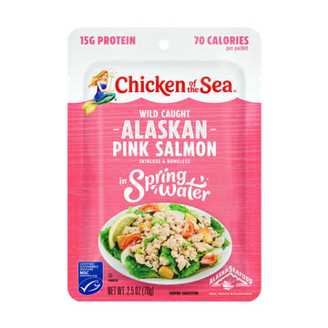 Chicken of the Sea Alaskan Pink Salmon, 2.5 Ounce Packet (Pack of 1), Wild Caught Salmon, Skinless & Boneless