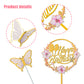 28Pcs Flower Cake Topper 3D Butterfly Acrylic Happy Birthday Cake Toppers Artificial Carnation Rose Flowers Eucalyptus Leaves Ca