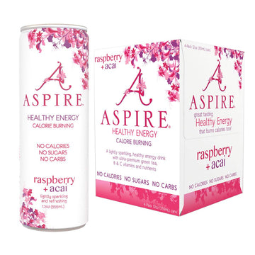 Aspire Healthy Energy, Calorie Burning, Zero Calorie, Zero Sugar Drink Raspberry + Acai 4-Pack
