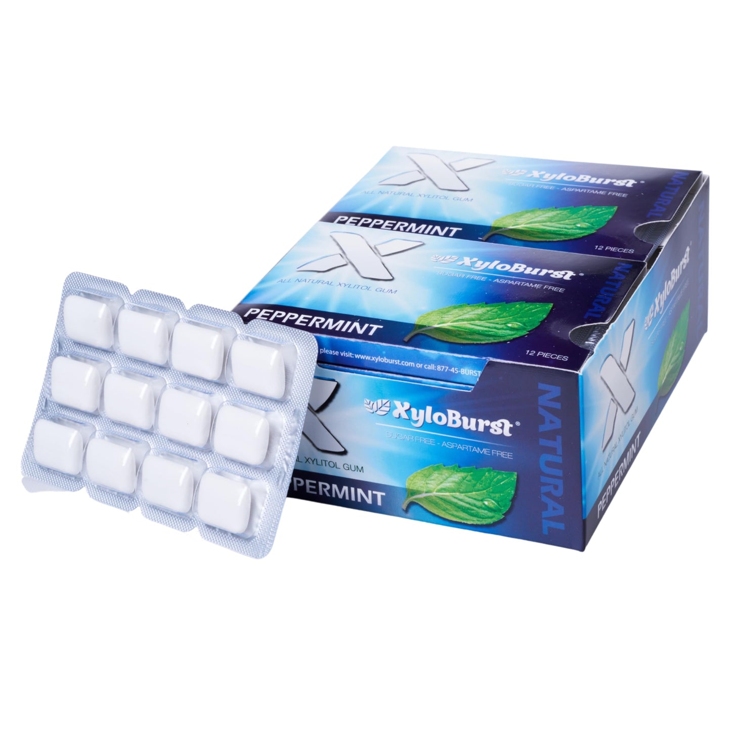 XyloBurst Gum | Xylitol Chewing Gum | Sugar Free, Gluten Free, Keto Friendly | Aspartame Free Gum For Oral Health | Peppermint |