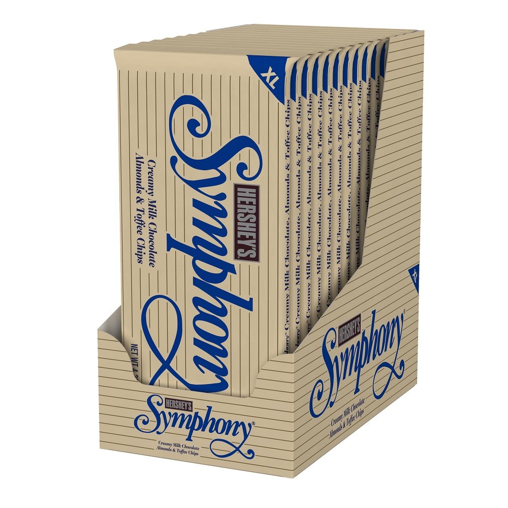 Hershey'S Symphony Chocolate Almond Toffee Xl, Candy Bars, 4.25 Oz (16 Pieces, 12 Count)
