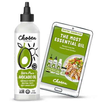 Chosen Foods 100% Pure Avocado Oil Squeeze Bottle - 27 Fl Oz - For Drizzling, Saut  ing, Roasting, Searing, & Baking - High Smok