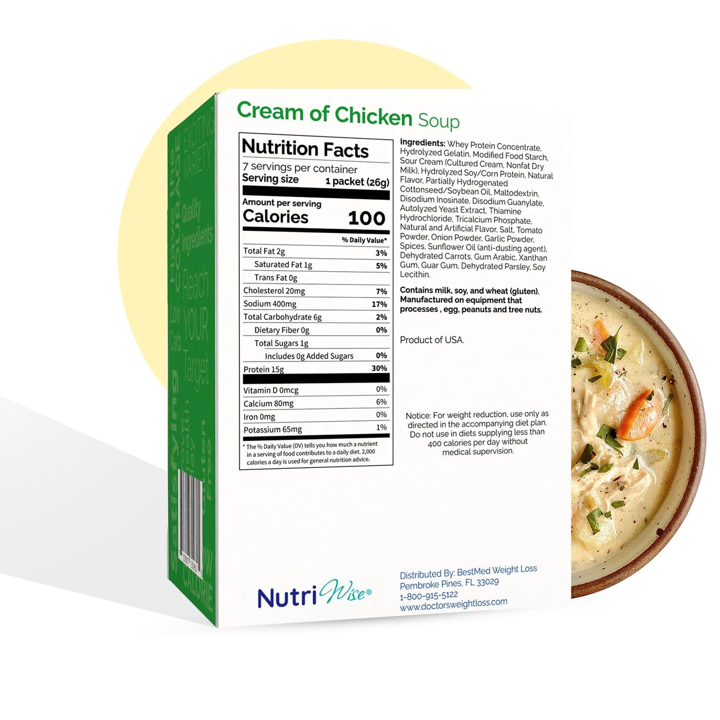 Nutriwise High Protein Soup | Cream Of Chicken | 15G Protein, Low Calorie, Low Carb, Low Fat, Low Sugar | Gluten Free Diet For H