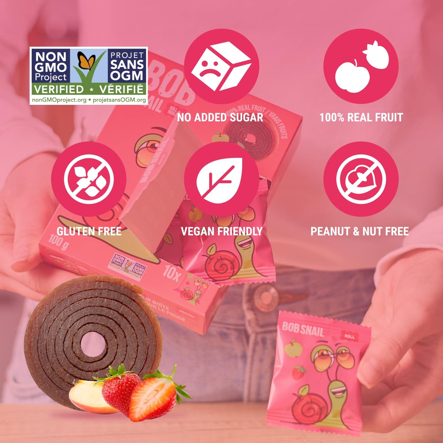 Bob Snail Fruit Roll Ups - Healthy Sweets Snacks, Real Dried Fruits, No Added Sugar, Vegan, Nut Free, Candy for Adults, Kids, wi