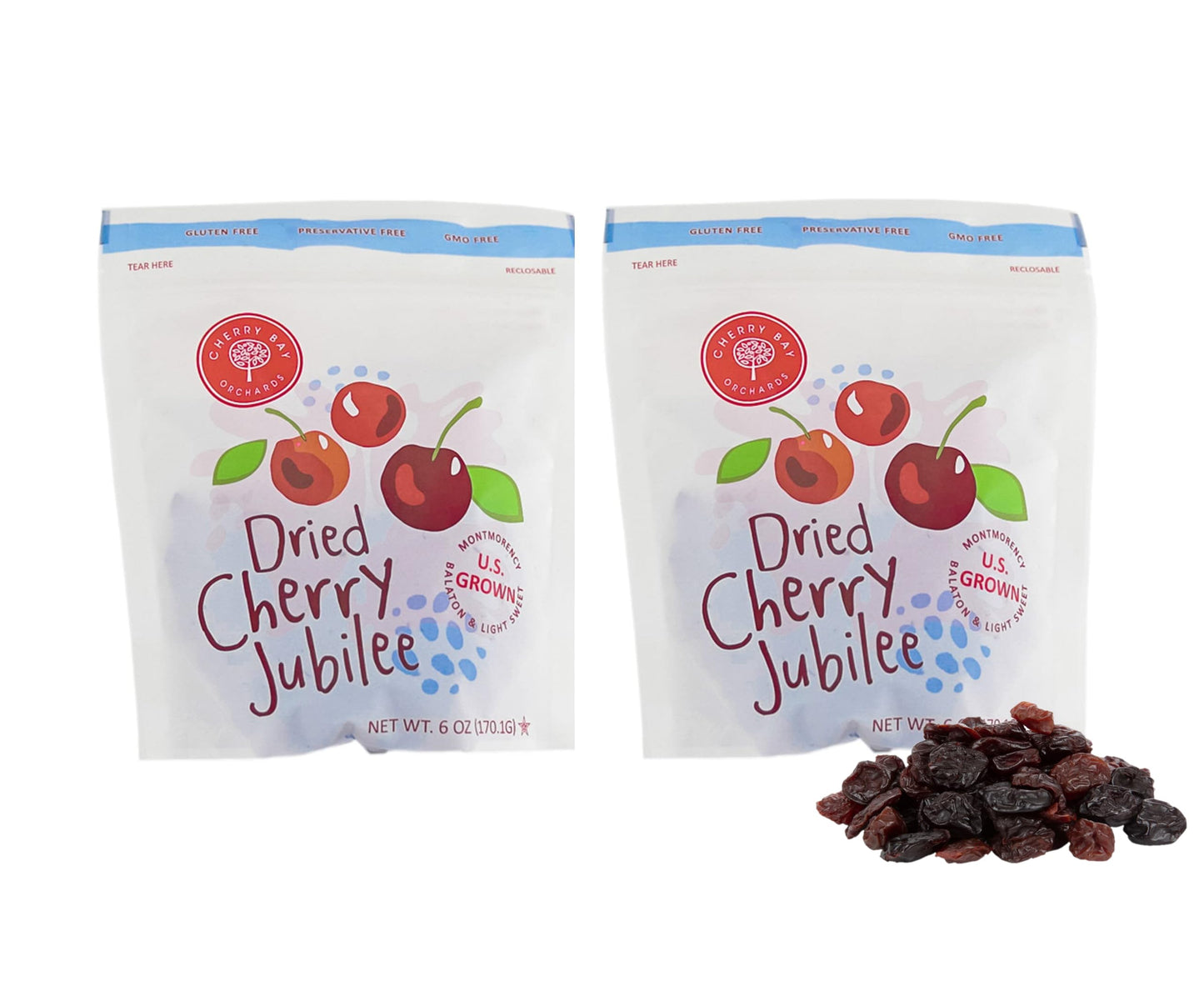 Cherry Bay Orchards Dried Cherry Mix - Pack of Two 6oz Bags (Total 12oz) - Includes Montmorency, Balaton and Light Sweet cherrie