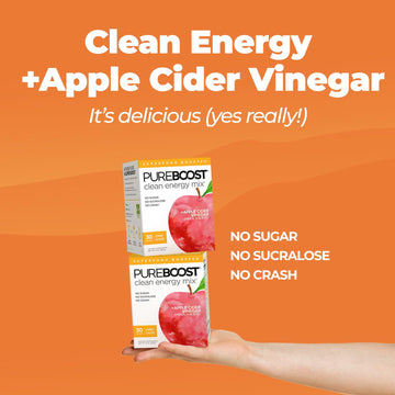 Pureboost Clean Energy Booster Drink Mix, Sugar-Free, 30 Servings, with Apple Cider Vinegar (Cider Crush)