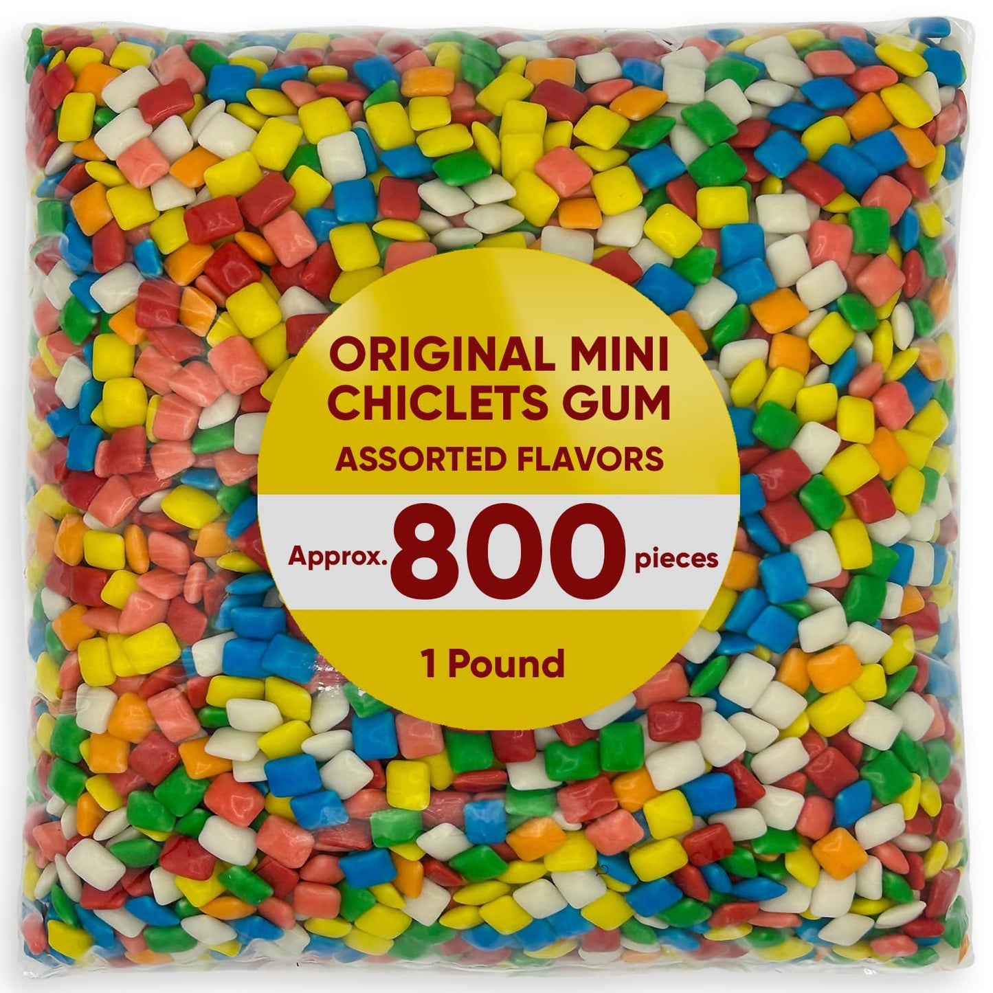 Original Mini Chiclets Gum for Bubble Machine, 1 Pound Candy Approx 800 Pieces, Assorted Flavors, Perfect for Gumball Machines -
