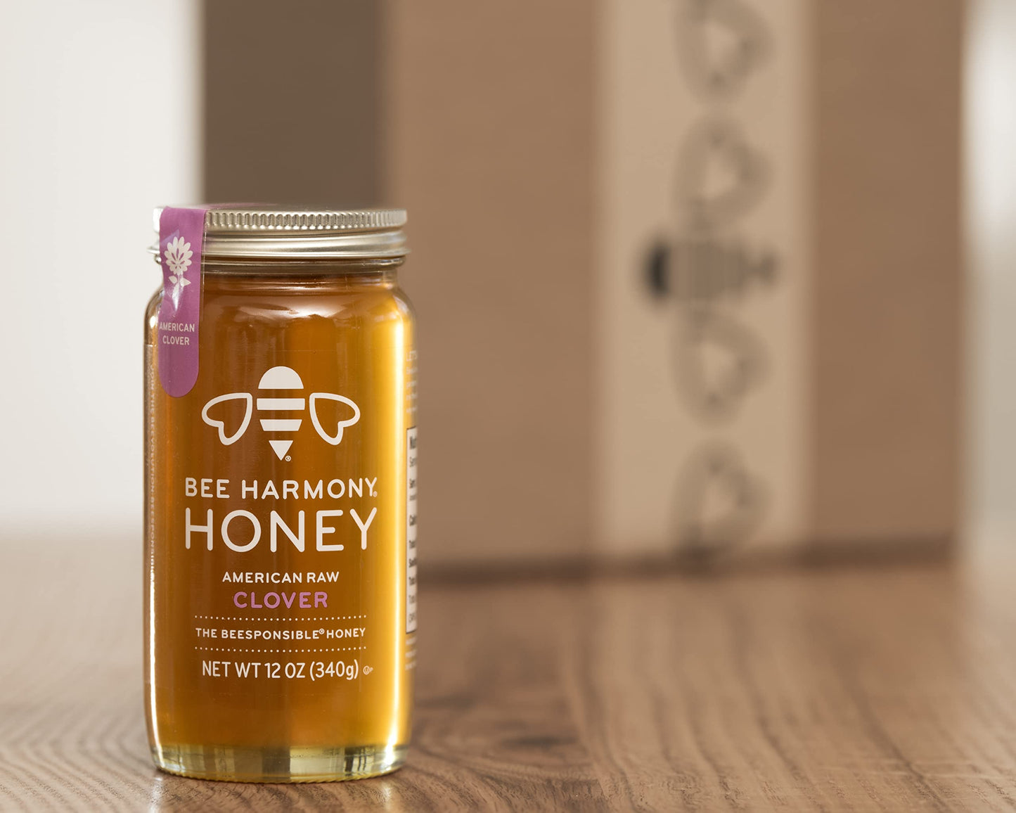 Bee Harmony Raw Clover Honey - 12 Ounce Jars (Pack of 2)