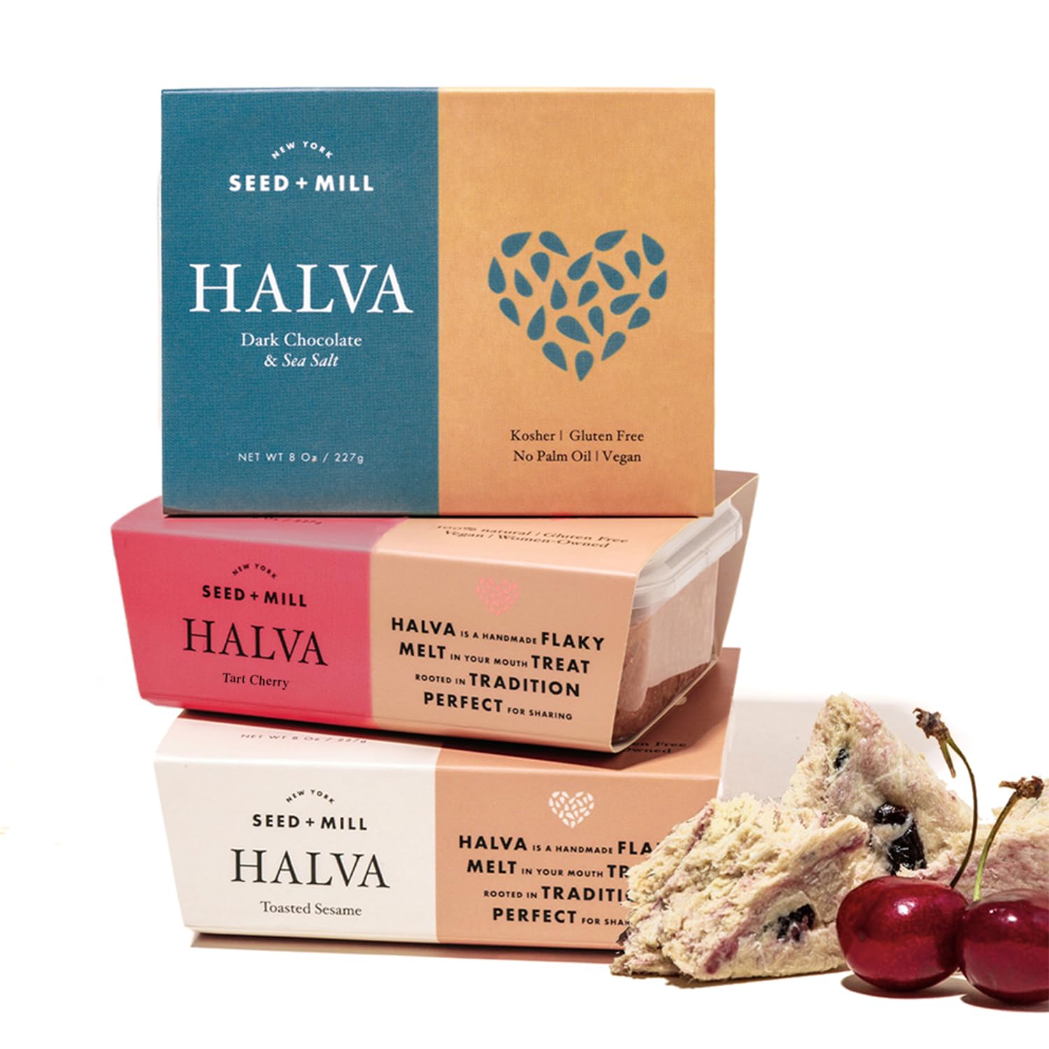 Seed + Mill Halva Rainbow Trio - Vegan, Kosher, Gluten Free - 8 oz (Pack of 3)