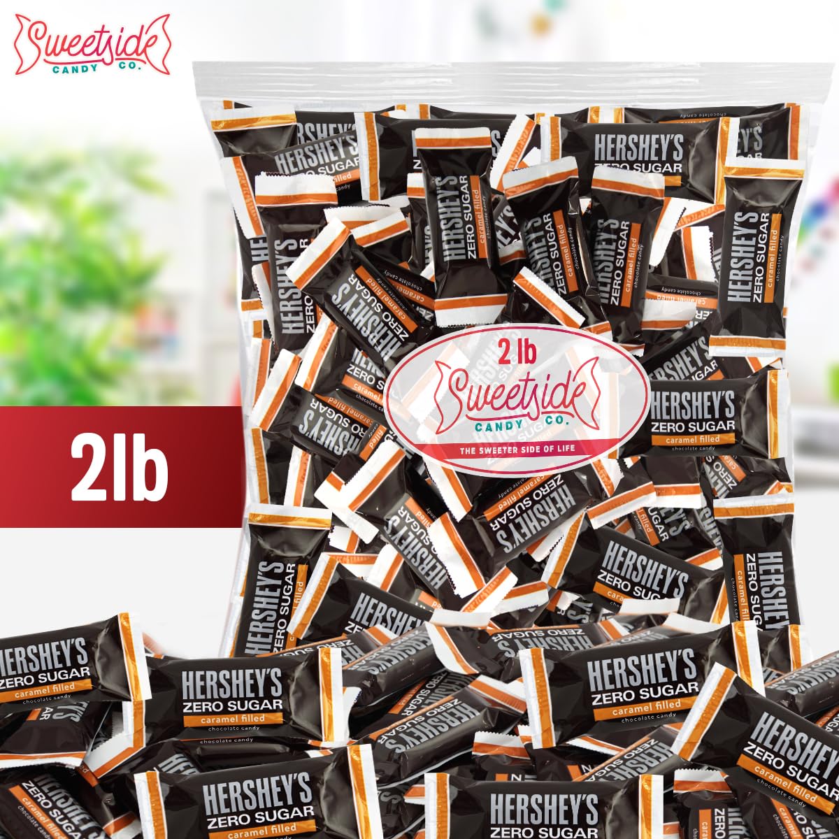 Zero Sugar Caramel Filled Chocolate Candy, 2 Pound Of Sugar-Free Chocolate Candy, For Low Carb Diets