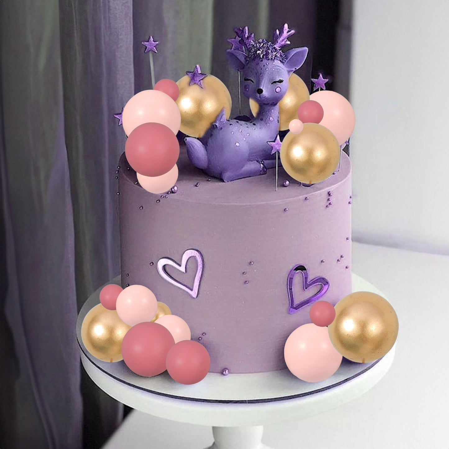 Gyufise 30Pcs Pink Gold Ball Cake Toppers Mini Balloon Cupcake Toppers Diy Foam Ball Cake Insert Decoration For Wedding Annivers