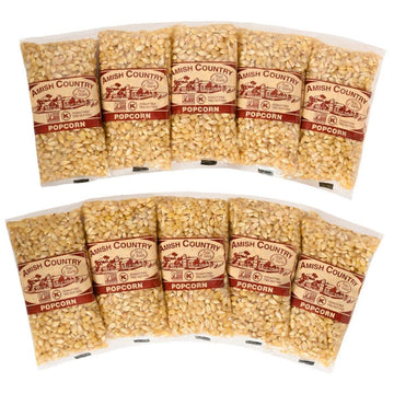 Amish Country Popcorn | 10-4 oz Bags | Baby White Popcorn Kernels | Old Fashioned with Recipe Guide (10-4 oz Bags)