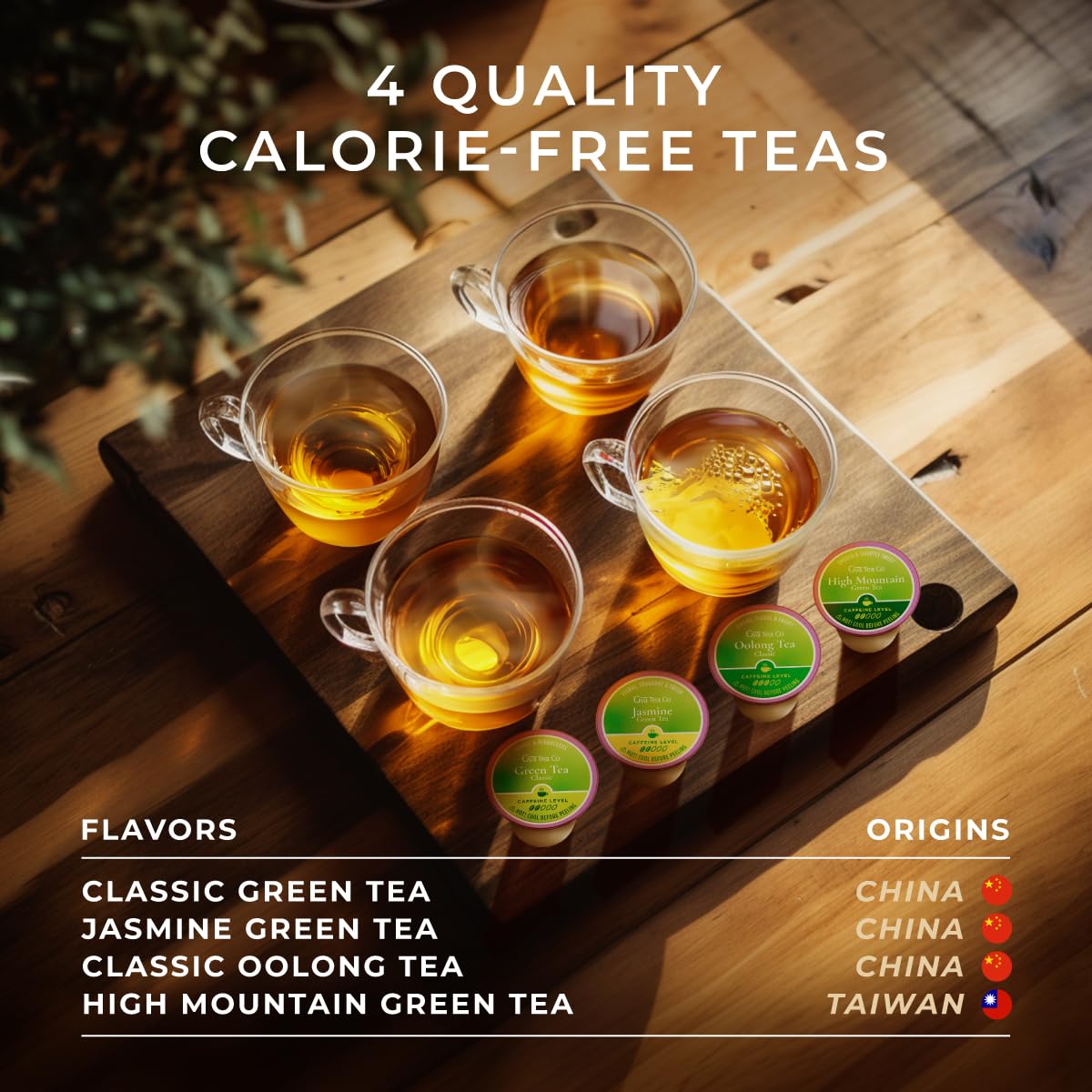 Gya Tea Co Green Tea Gift Set (16 ct) - Assorted Tea Pod Variety Pack with High Mountain, Jasmine, Oolong & Green 4 Flavors for