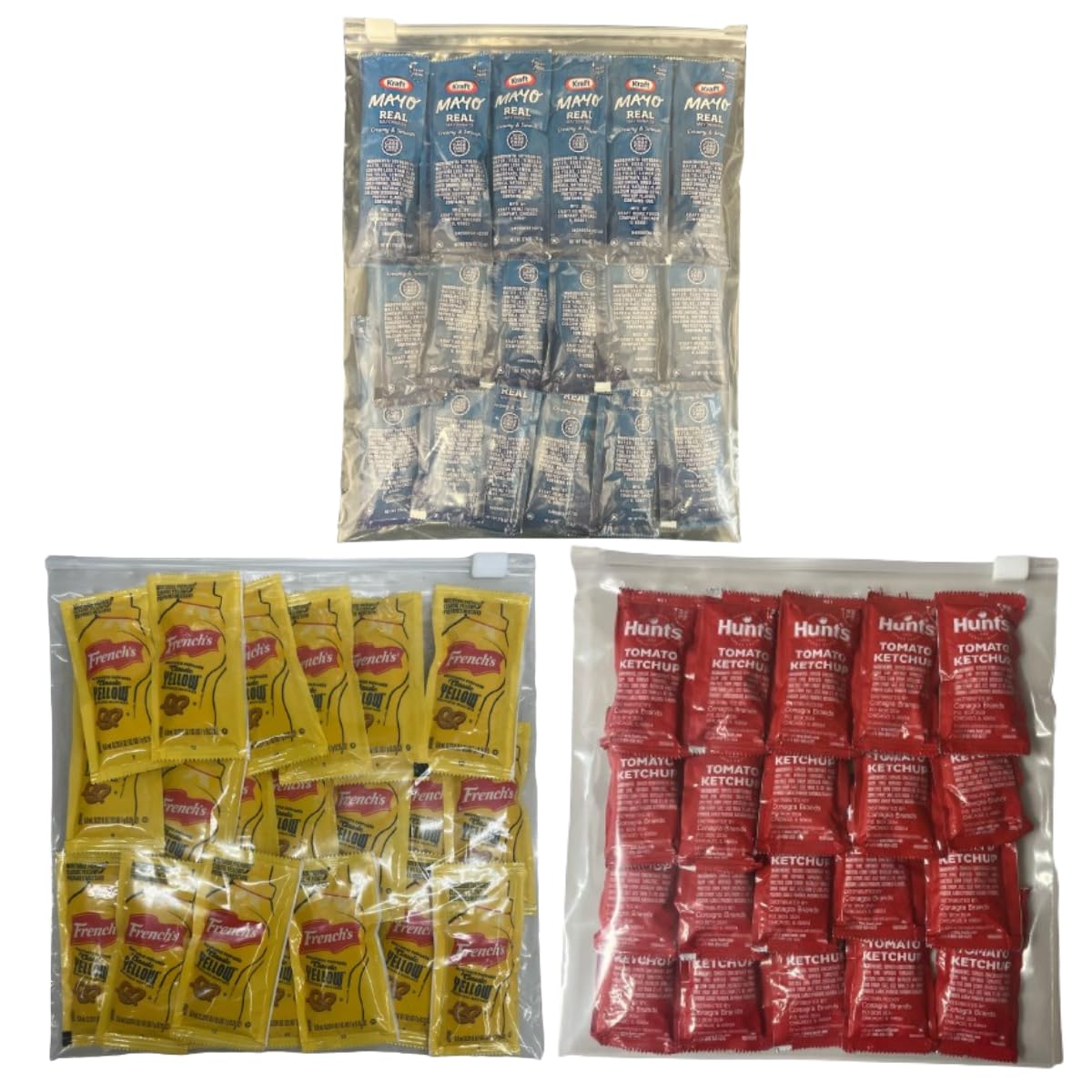 Chronos Condiment 150 Bundle Pack - 50 Single Serve Pouches Of Each: Ketchup, Mustard, And Mayo - 150 Pack, Great For Picnics, B