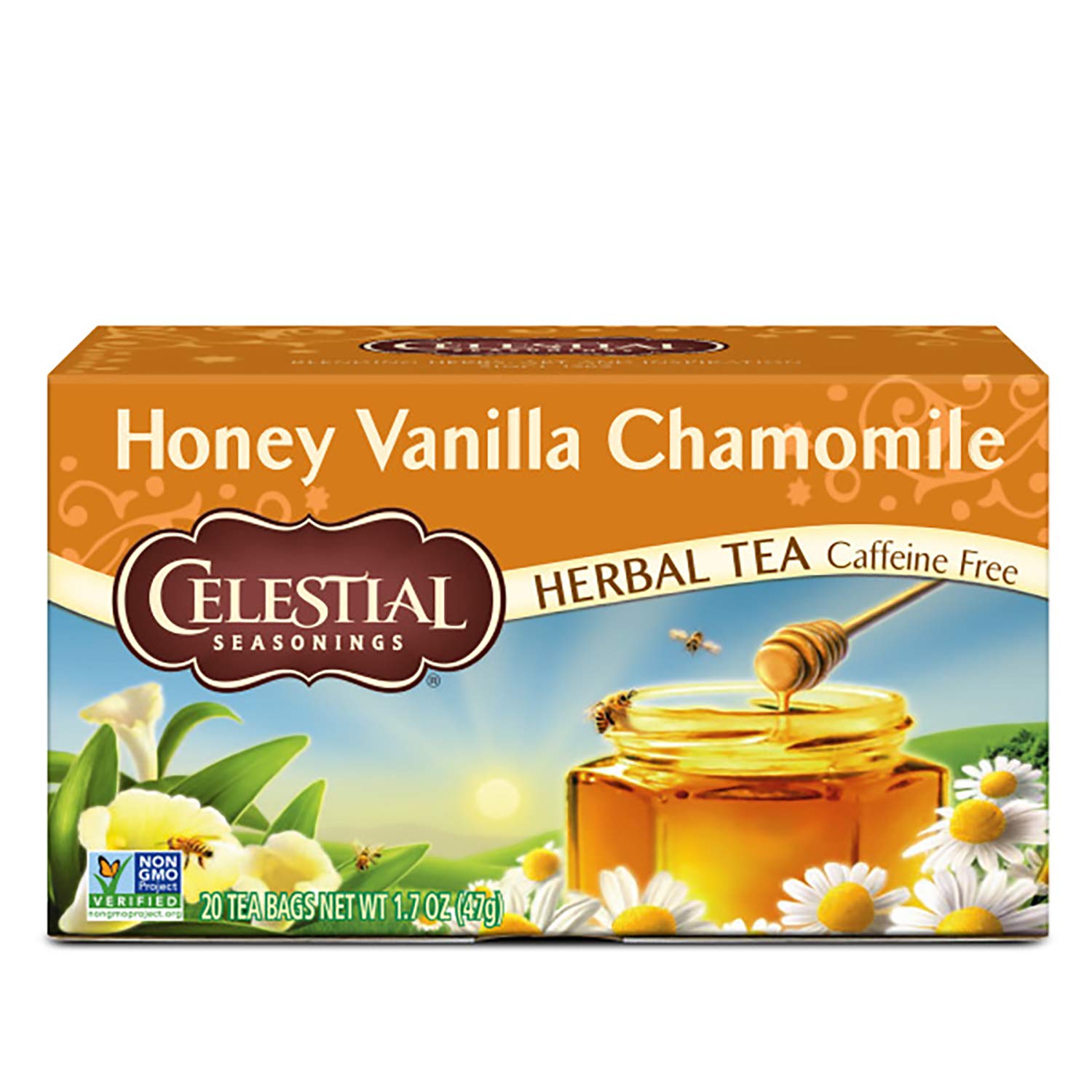 Celestial Seasonings Chamomile Tea Bags - Honey Vanilla, Caffeine Free, 20 Count (Pack of 6)