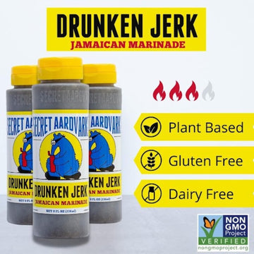 Secret Aardvark Jamaican Jerk Hot Sauce, Non-GMO, Low Carb Marinade, 8 Fl Oz (2-Pack)