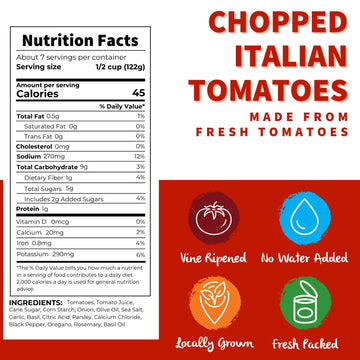 Dei Fratelli Chopped Italian Tomatoes with Herbs and Olive Oil - Vine-Ripened - Non GMO, Gluten-Free (28 oz. Cans, 6 pack)