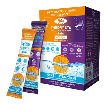 The Dry Eye Drink L Ultimate Hydration For Dry Eyes L Sugar-Free Electrolyte Powder Packets L Blended With Vitamins, Green Tea, Turmeric, Taurine, And Dha L 5G X 20 Packets (Orange Am/Pm)