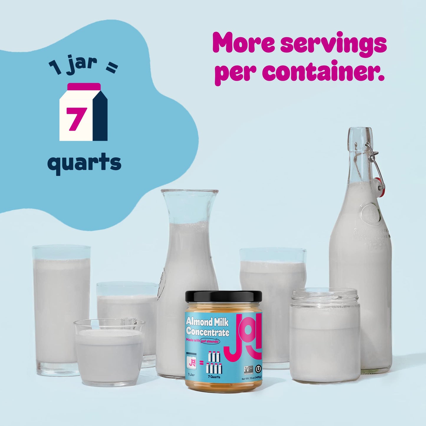 JOI Almond Milk Base, Unsweetened Plain Concentrate - 27 Servings, Paste, Butter, Blend with Water to Make Up To 7 Plant Milk Qu