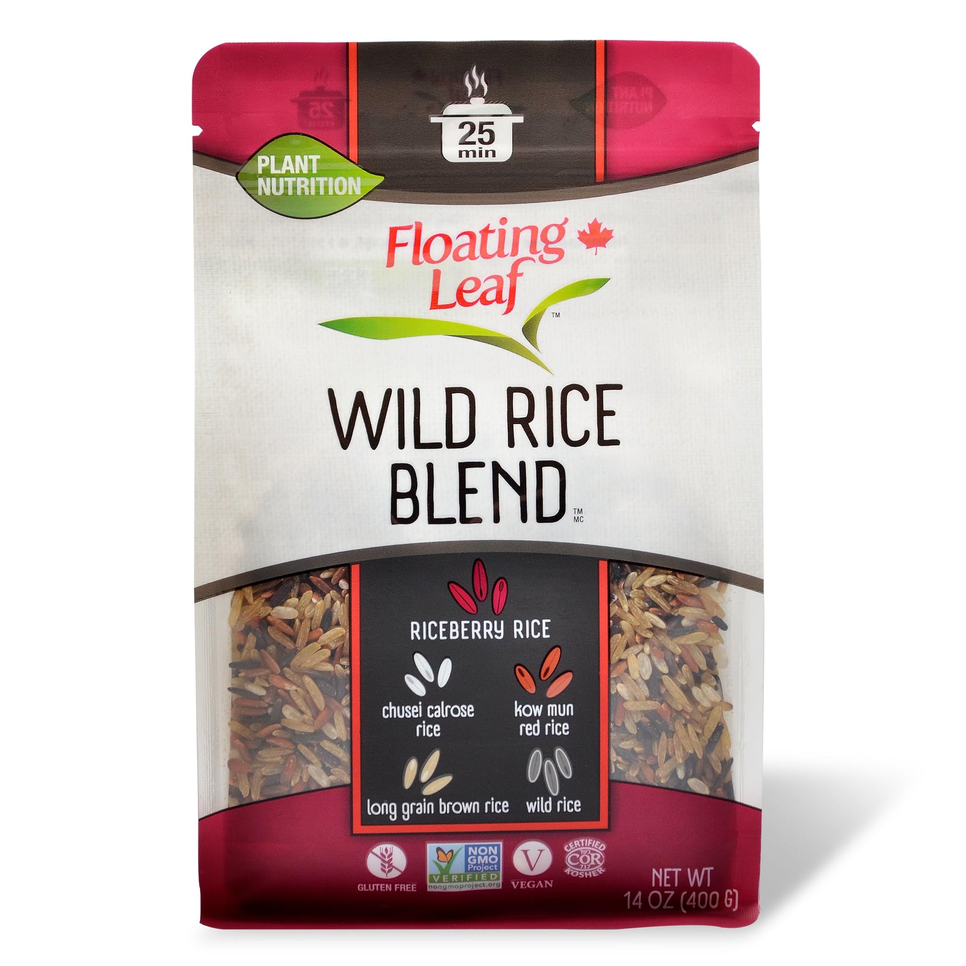 Floating Leaf Wild Rice Blend - 14 ounces, 1 count - Wild Rice Blend With Riceberry, Red Rice And Brown Rices - Gluten Free - No