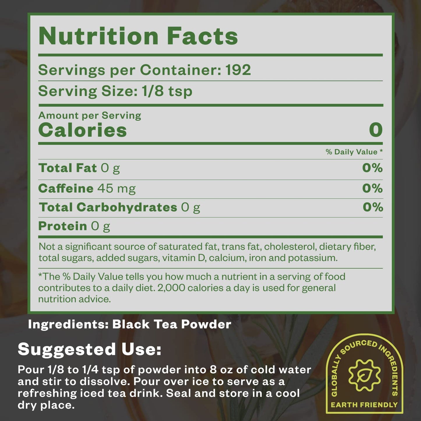Purisure Unsweetened Iced Tea Powder, Instant Black Tea Powder, Real Black Tea Leaves, Powdered Iced Tea Unsweetened with Zero-C