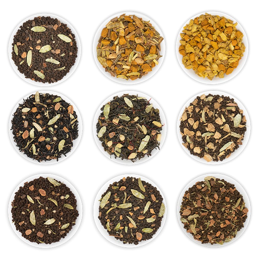 Vahdam  Chai Tea Sampler - 10 Teas  50 Servings | 100% Natural Spices | Indias Oriflavor Blendal Masala Chai Teas | Brew Hot  Iced Or Chai Latte | Tea Variety Pack & Tea Gift Set - Chai Tea Loose Leaf  3.53Oz