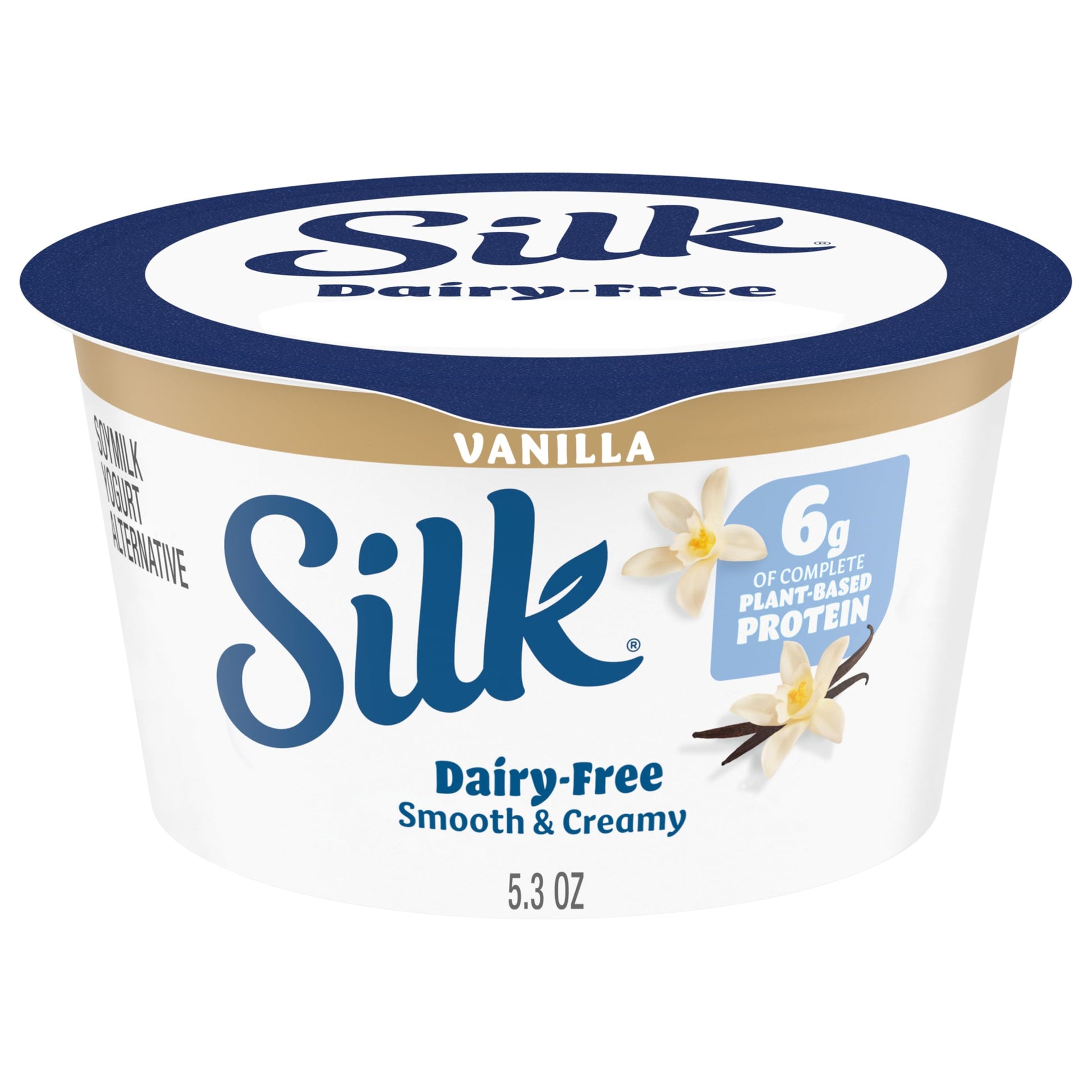 Silk Vanilla Dairy Free, Soy Milk Yogurt Alternative, Smooth and Creamy Plant Based Yogurt with 6 Grams of Protein Per Serving, 