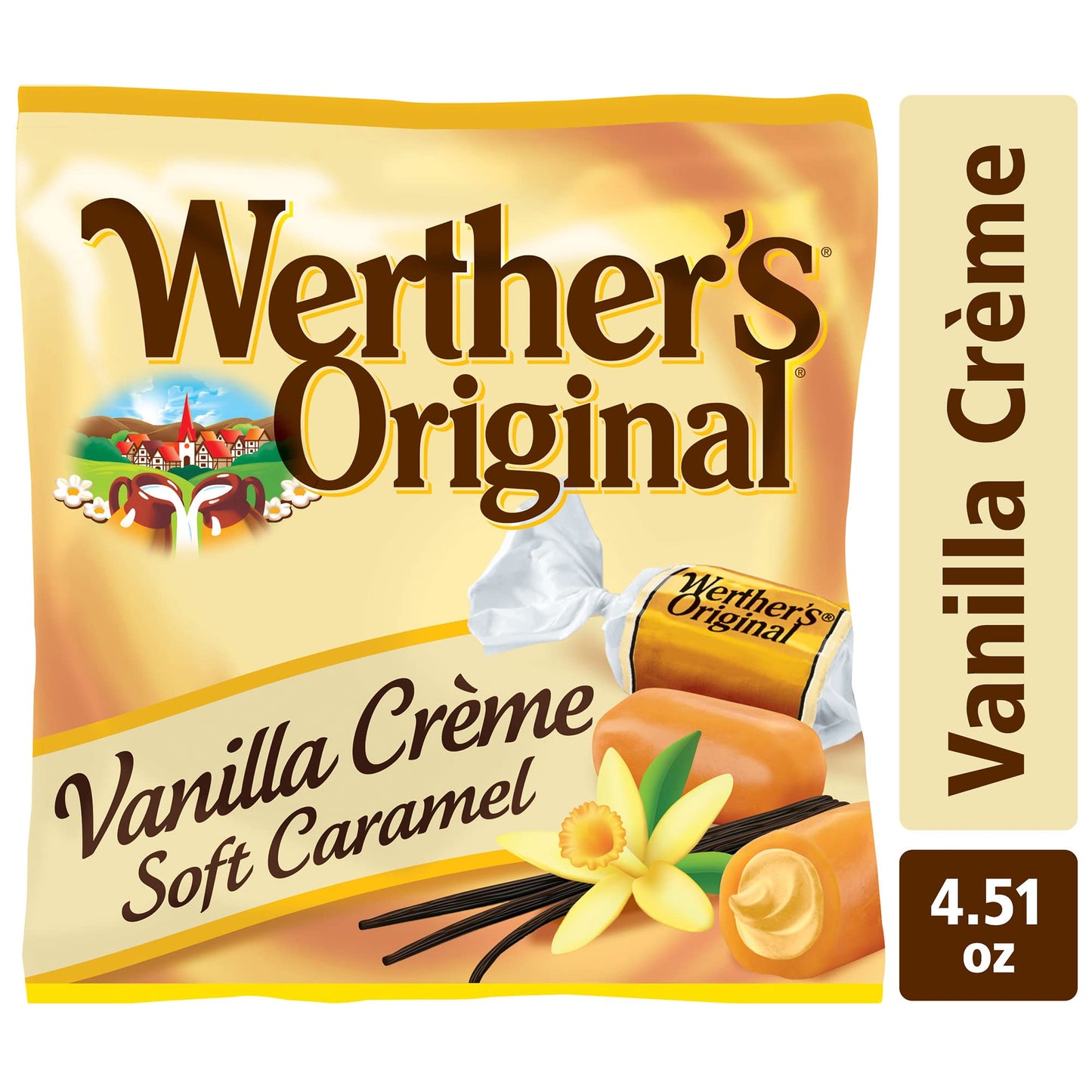 Werthers Original Soft Vanilla Crème Caramel Candy, 4.51 Oz Bags, Pack of 12