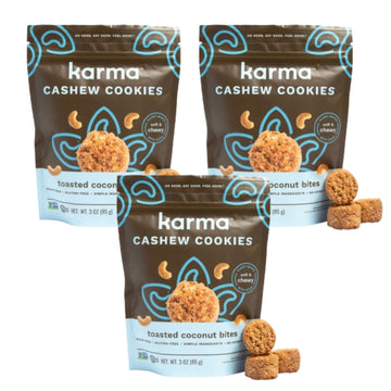 Toasted Coconut Cashew Cookie Bites By Karma Nuts, Naturally Sweetened, Gluten-Free, Soft & Chewy Bite-Sized Cookies, Limited In
