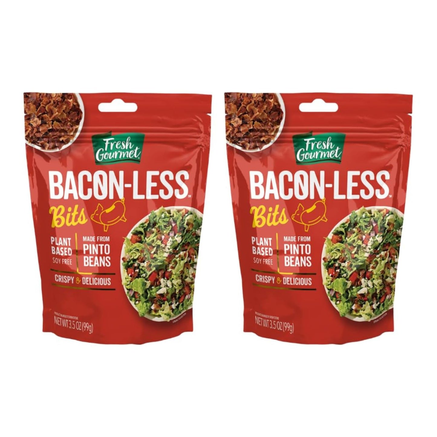 Fresh Gourmet Vegan Bacon-Less Bits - 3.5 oz Plant-Based Topping for Salads, Potatoes, Soups, and More Soy-Free, Kosher, and Smo