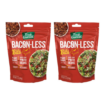 Fresh Gourmet Vegan Bacon-Less Bits - 3.5 oz Plant-Based Topping for Salads, Potatoes, Soups, and More Soy-Free, Kosher, and Smo