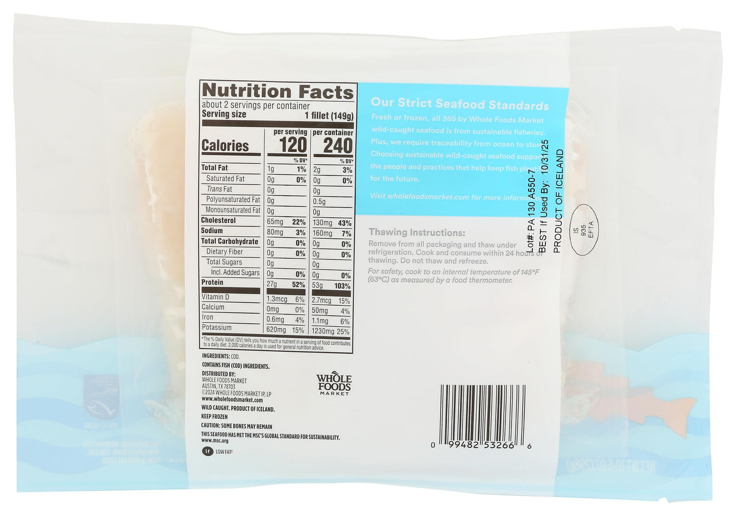 365 by Whole Foods Market Cod Fillets, 10.5 OZ