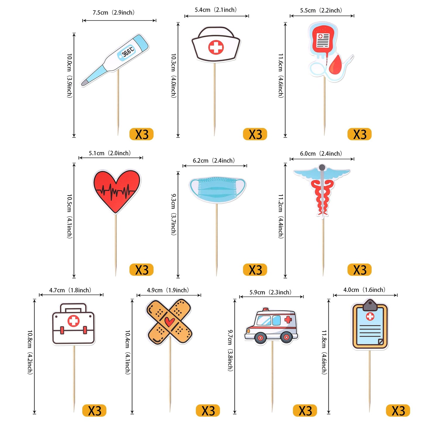 Rssta i Nurse Cupcake Toppers 24 Pack - Glitter Paper Picks for Nursing Graduation Party, Design 5