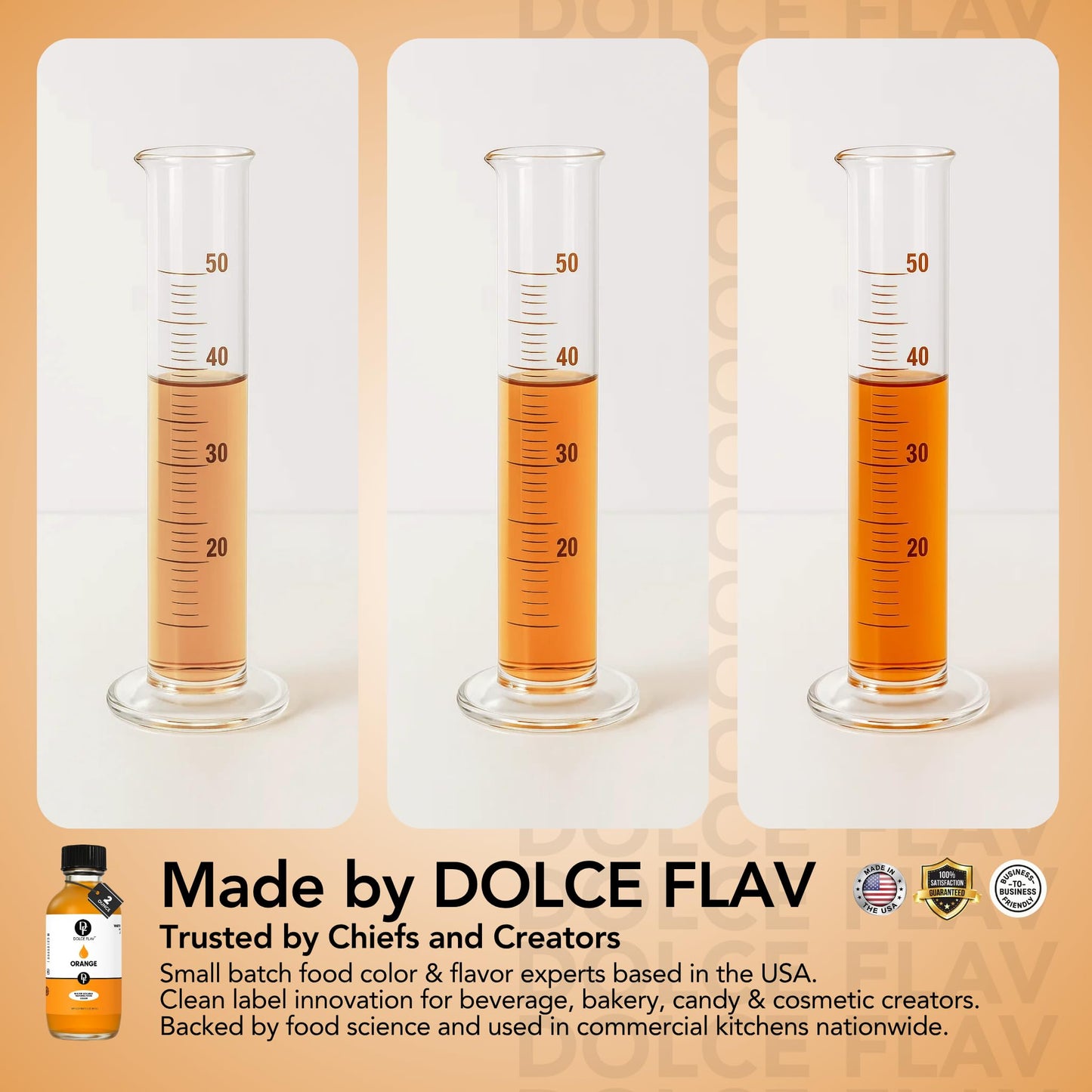 Dolce Flav Natural Orange Food Coloring - 2 oz Bright Plant-Based Liquid Dye | Water-Soluble Color for Baking, Drinks & Desserts