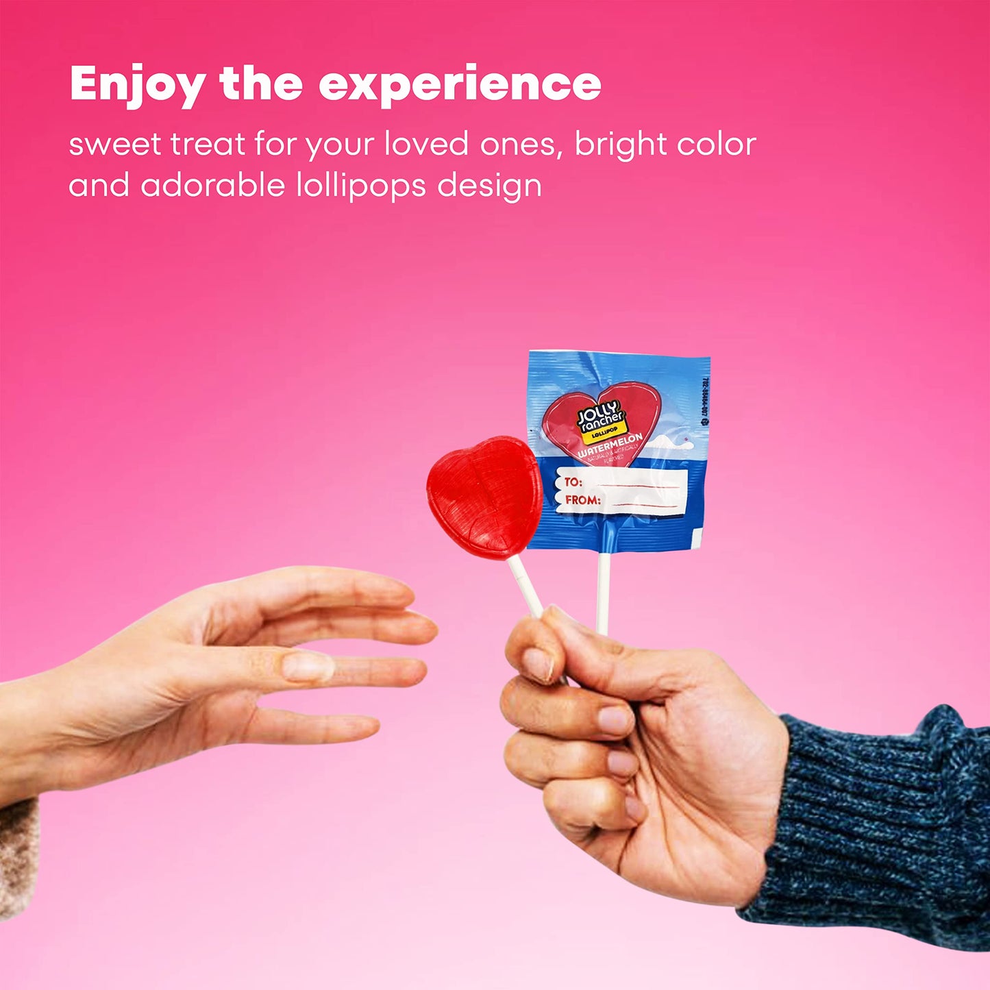 Jollyrancher Heart Lollipops - 20 Pcs Heart Shaped Lollipops - Valentines Pack - Delicious Valentines Day Candy In Sealed Bags -