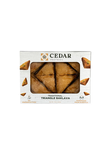 Cedar Pastries 8pc Grab N Go Traditional Triangle Baklavas - Kosher & Halal Mediterranean Dessert Treats