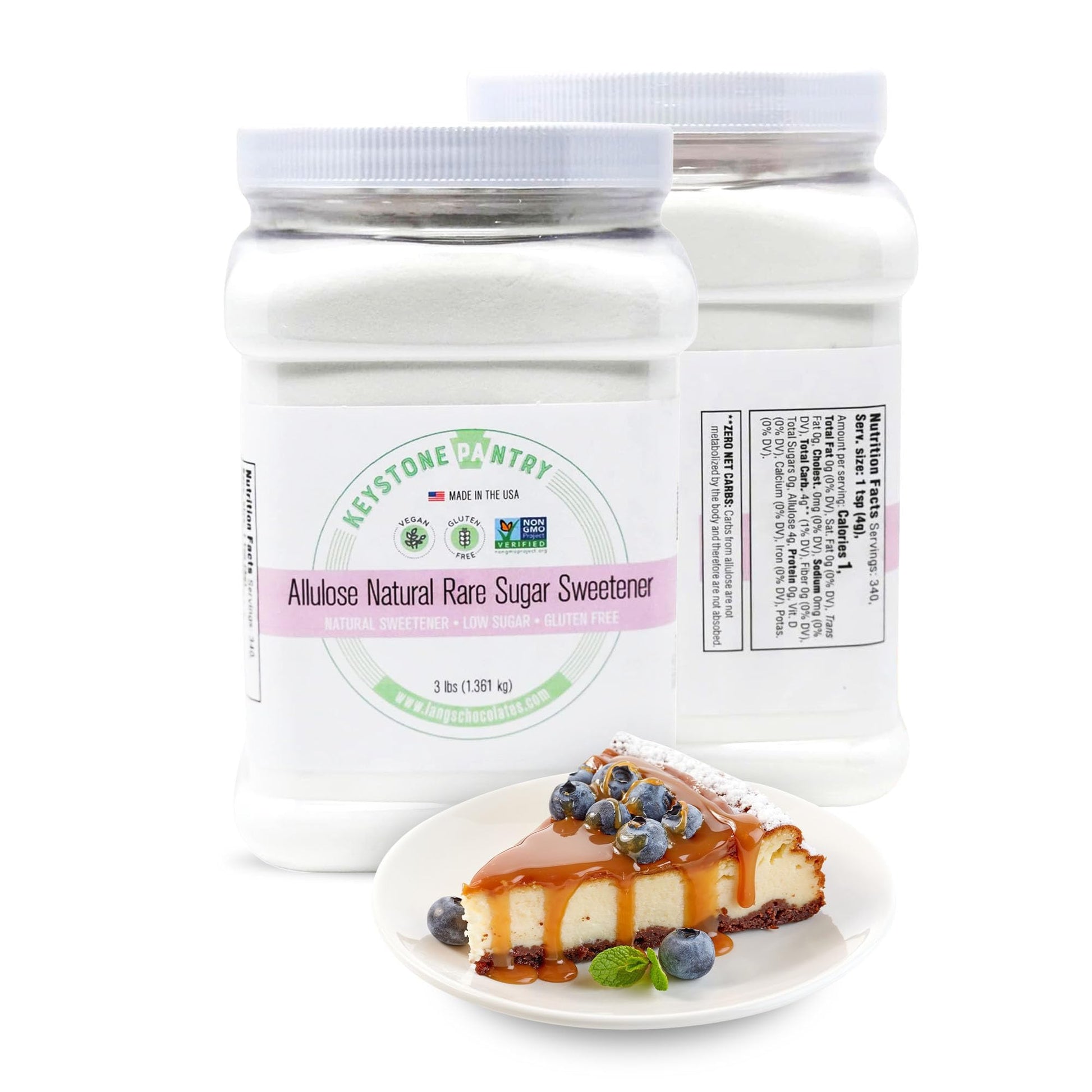 Keystone Pantry - Allulose Sweetener  Low Calorie And Low Carb Sugar Substitutes  Natural Allulose Sugar Substitute  Gluten  Soy  And Sugar Beverage-Style-Free  3 Lbs.
